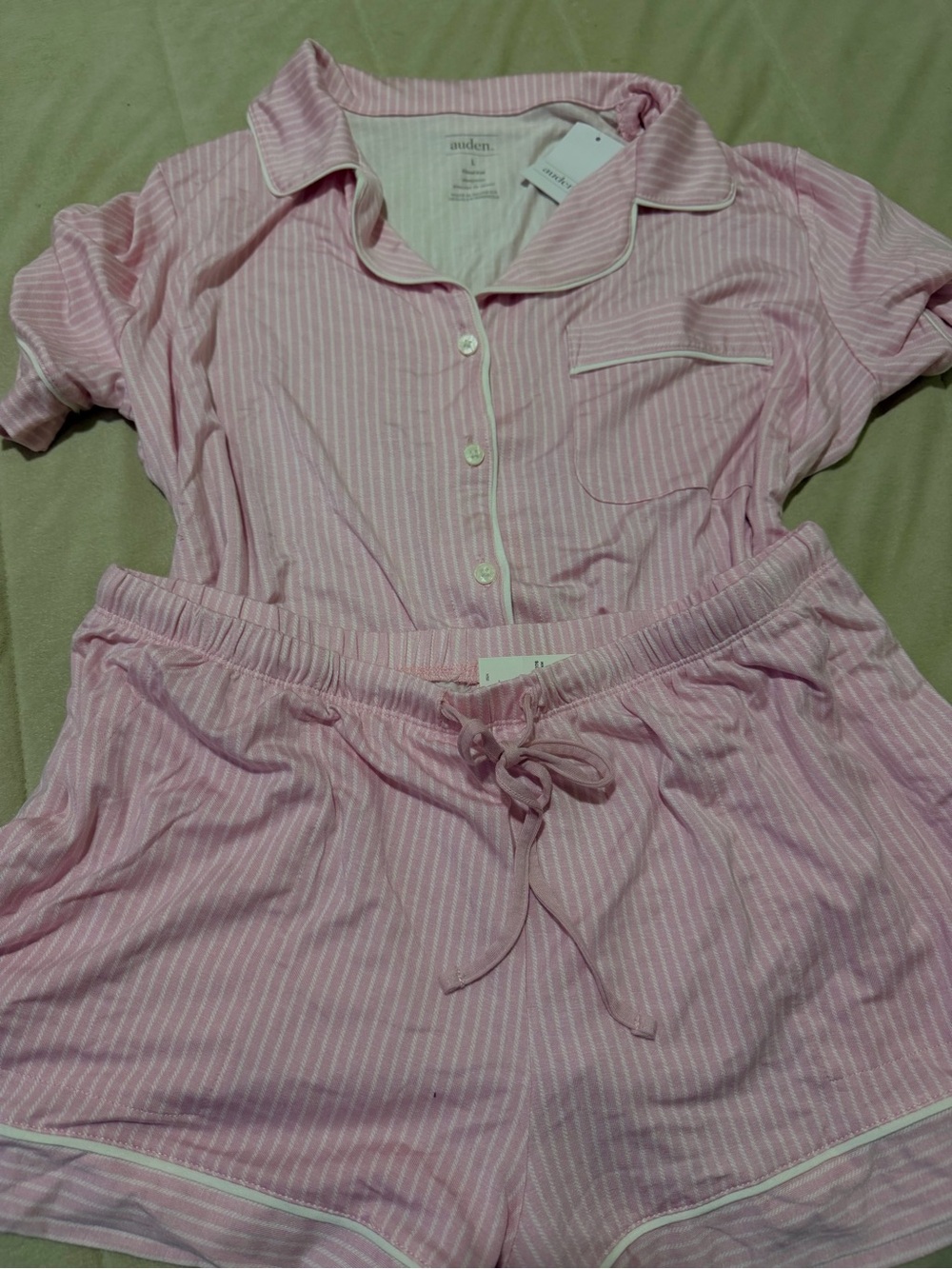 Auden Pink & White Striped Short Pajama Set
